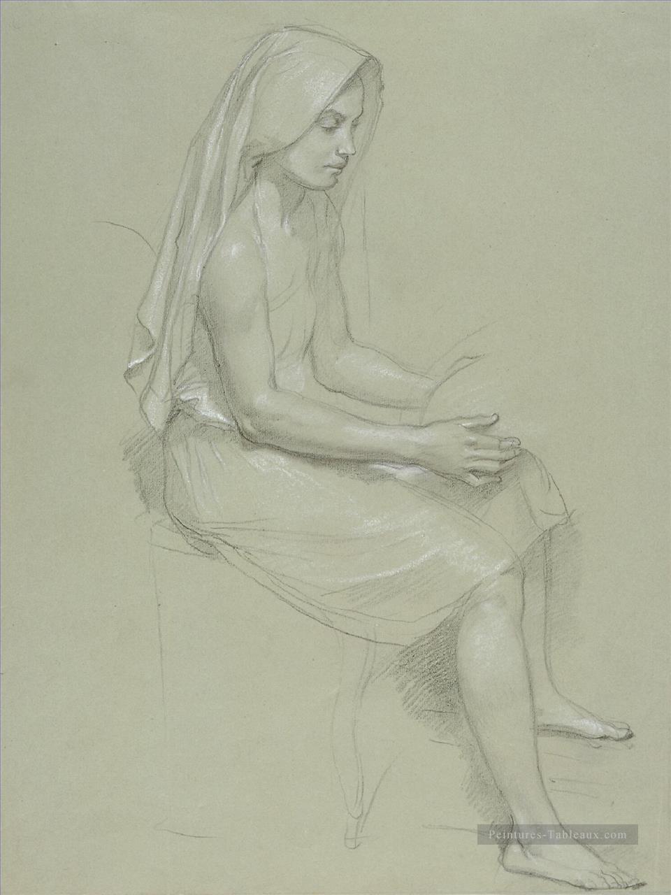 Étude d’une figure féminine voilée assise réalisme William Adolphe Bouguereau Peintures à l'huile
